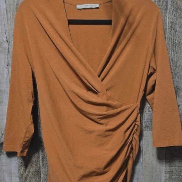 Peruvian Connection Cyprus Pima Cotton Faux Wrap 3/4 Sleeve Top Autumn Fall - Picture 2 of 8